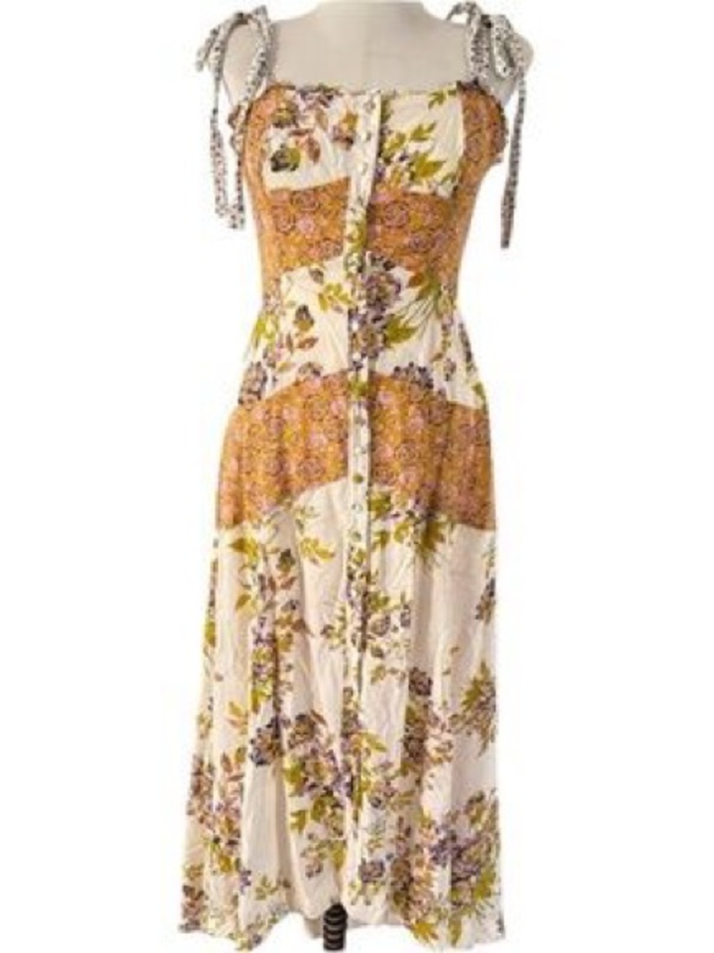 Free People Cream Maxi Dress with Mustard and Lilac Floral - Picture 1 of 8